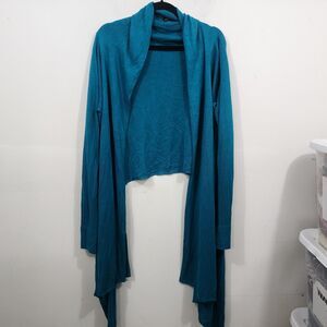 Parallel Waterfall Knit Cardigan Sweater draped open front long sleeves Sz L/XL